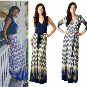 Chevron pattern maxi dress